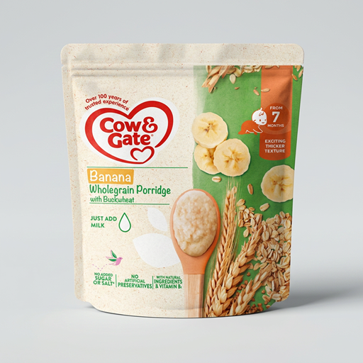 Cow & Gate Banana Wholegrain Porridge with Buckwheat 7+ Months